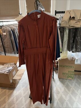 Rust Long Sleeve Jumpsuit